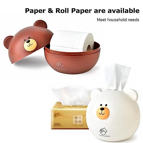 Cute Bear Tissue Box,Tissue Box Holder，Toilet Paper Holder Stand， Roll Paper Storage Box, Round Tissue Box Container, Napkin Towel Holder,Tissue Box Cover, for Kitchen, Living Room