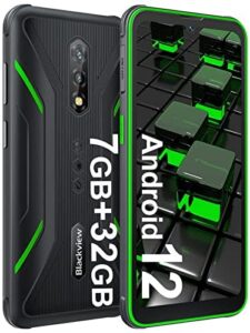 blackview rugged cellphone unlocked bv5200 smartphone unlocked 4gb+32gb sd 1tb,6.1" hd, 4g dual sim,5180mah,ip68 waterproof,dual 4g,face unlock,gps,nfc,glove mode，android 12 rugged cell phones|green