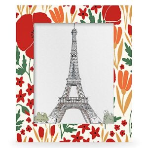 pofato artistic painted flowers poppy 8x10 picture frame wood photo frame for tabletop display wall mount picture frame display 8 x 10 inch photo wall decor home gift frames