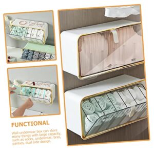 CAXUSD 1 Set Wall Hanging Sock Box Wardrobe Cabinet Clear Organizer Drawers Closet Drying Rack Underwear Cabinet Organizer Compartment Underwear Organizer Wall Drawer Organizer Bra Abs