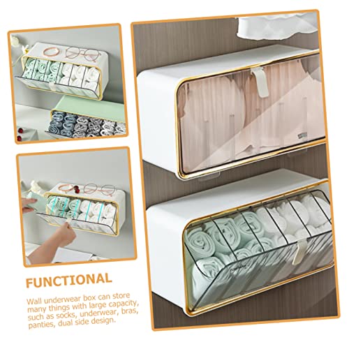 CAXUSD 1 Set Wall Hanging Sock Box Wardrobe Cabinet Clear Organizer Drawers Closet Drying Rack Underwear Cabinet Organizer Compartment Underwear Organizer Wall Drawer Organizer Bra Abs