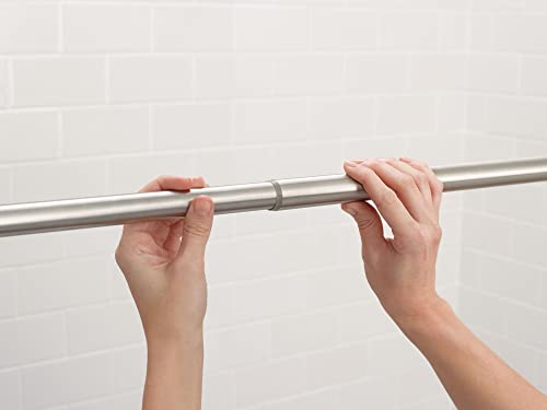 Moen Y1394BN Wellton Bath Accessory Collection, Brushed Nickel & Brushed Nickel Adjustable 44-72-Inch Tension Mounted Straight Shower Curtain Rod for Bathroom, TR1000BN