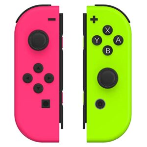 wwokind joy con controller compatible for switch, wireless joypad replacement for switch joycon, left right remote for switch controllers joycon(pink and green)