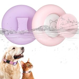 simplethings waterproof airtag dog collar holder, anti-lost protective case cover compatible with apple airtag gps tracker, silicone air tag holder designed for cats dogs collars