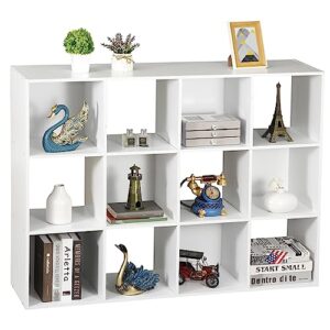 zenstyle 12 cube storage shelf organizer bookshelf with open back closet cabinet, diy plastic modular book shelf for organizing closet bins
