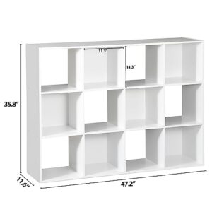 ZenStyle 12 Cube Storage Shelf Organizer Bookshelf with Open Back Closet Cabinet, DIY Plastic Modular Book Shelf for Organizing Closet Bins