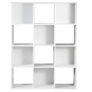 ZenStyle 12 Cube Storage Shelf Organizer Bookshelf with Open Back Closet Cabinet, DIY Plastic Modular Book Shelf for Organizing Closet Bins