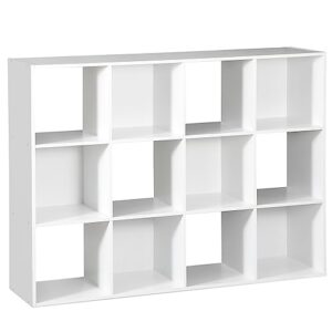 ZenStyle 12 Cube Storage Shelf Organizer Bookshelf with Open Back Closet Cabinet, DIY Plastic Modular Book Shelf for Organizing Closet Bins