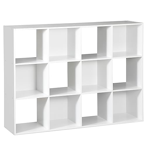 ZenStyle 12 Cube Storage Shelf Organizer Bookshelf with Open Back Closet Cabinet, DIY Plastic Modular Book Shelf for Organizing Closet Bins