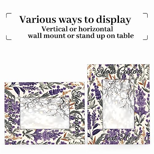 Mardesigns Purple Lavender Personalized 5x7 Picture Frame,Rustic Flowers Customized Wooden Photo Picture Frame Fits 5x7 & 4x6 Picture for Wall and Table Vertical or Horizontal Display Photo Frame