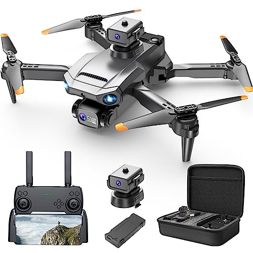 Foldable FPV Drone With Electrionic Regulation Dual 1080P WiFi Camera, Gesture Control RC Quadcopter For Adults, Boys, Gravity Sensor (Black)