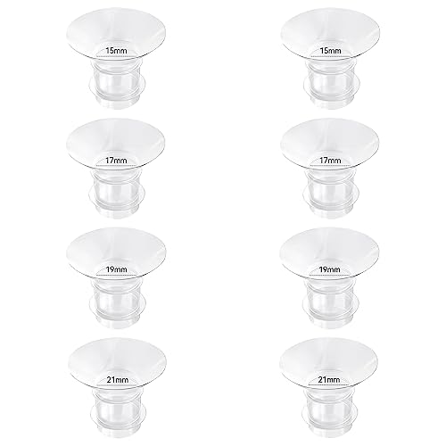 Vcekract Flange Inserts 15/17/19/21mm 8PCS, Compatible with TSRETE, Medela, Momcozy S9/S9Pro/S12/S12Pro Wearable Breast Pump, Reduce 24mm Tunnel Down to Correct Size