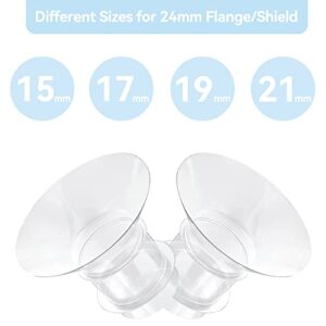 Vcekract Flange Inserts 15/17/19/21mm 8PCS, Compatible with TSRETE, Medela, Momcozy S9/S9Pro/S12/S12Pro Wearable Breast Pump, Reduce 24mm Tunnel Down to Correct Size