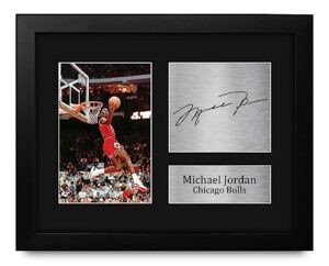 hwc trading michael jordan framed gift signed printed autograph chicago bulls photo display - us letter size