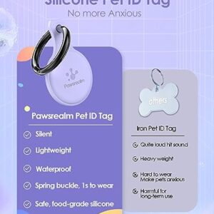 PawsRealm NFC & QR Code Pet ID Tag, Silicone Silent Dog Tag, Cat Name Tag, Personalized Customized Dog Tag, Modifiable Pet Online Profile, Instant Pet Location Alert Email, Anti-Lost Function