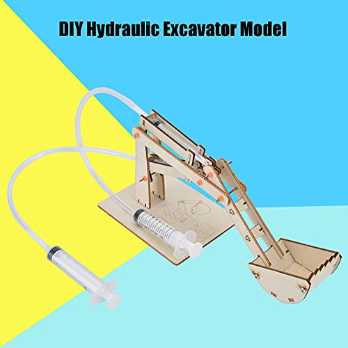 Wooden Building Kits DIY Hydraulic Excavator Model STEM Toys Children Educational Science Experiment Toy Set