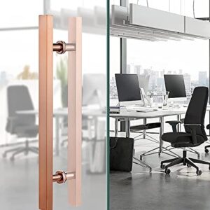 SUCHETA Modern Square Entry Door Handle,Modern Steel Push Pull Door Handle,for Sliding Glass Shower Barn Door,Interior Exterior Door,Hardware Included (Color: Rose Gold,Size: 120 x 90cm)