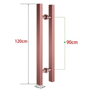 SUCHETA Modern Square Entry Door Handle,Modern Steel Push Pull Door Handle,for Sliding Glass Shower Barn Door,Interior Exterior Door,Hardware Included (Color: Rose Gold,Size: 120 x 90cm)