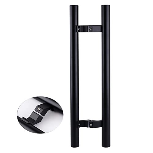 SUCHETA 24/32/47 Inch Heavy Duty Door Handle,Sliding Barn Door Matte Black Stainless Steel Pipe Handle Set,for Interior and Exterior Door (Size: 80cm (32"))