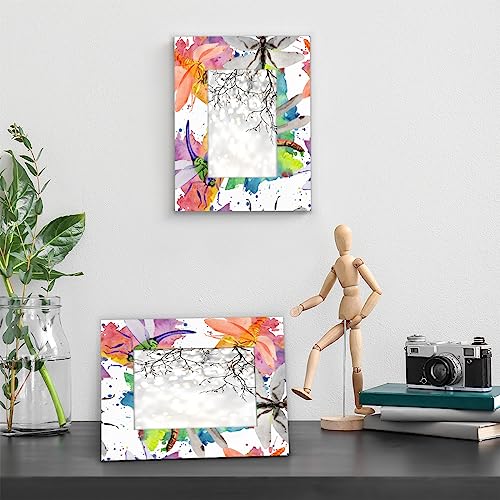 Dragonfly Colorful 4x6 Picture Frame Picture Frame for Wall and Tabletop Display, Horizontal and Vertical for Wall Mounting Dragonfly Wooden Photo Frame