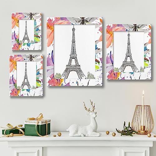 Dragonfly Colorful 4x6 Picture Frame Picture Frame for Wall and Tabletop Display, Horizontal and Vertical for Wall Mounting Dragonfly Wooden Photo Frame