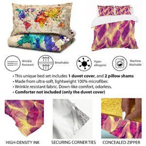 DESIGN ART Designart 'Red Yellow and Pink Flowers with Green Leaves' Traditional Duvet Cover Set King