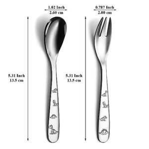 Evanda Toddler Utensils, 6 Pieces Stainless Steel Toddler silverware set, Kids Utensils Forks and Spoons, Mirror Polished Smooth Round Tableware and Dishwasher Safe