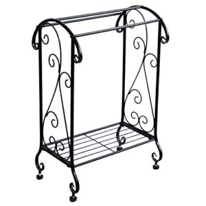 Kcelarec Freestanding Towel Racks, 3-Tier Indoor Outdoor Floor Blanket Holder for Bedroom Bathroom Organizer