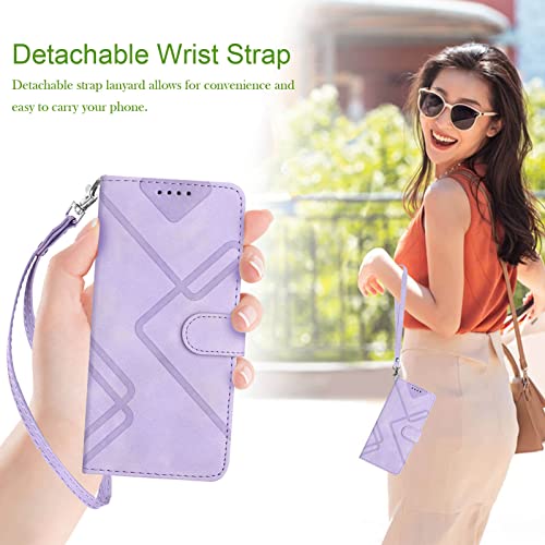 A03s Case Wallet,for Samsung Galaxy A03s Phone Case,Card Holder Leather Kick-stand Flip Cases Protector,Wrist Strap,Magnetic Closure,Shockproof Protective Cover for Galaxy A03s(US Version) (Purple)