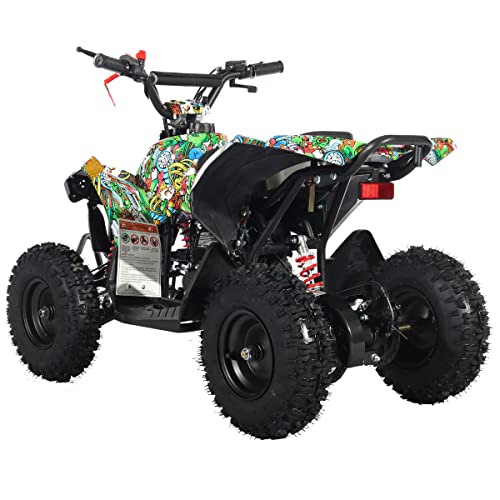 X-PRO 40cc ATV 4 Wheelers Storm 40 ATV Quads Quad Pull Start 6" Tires with Gloves, Goggle and Face Mask (Cartoons)