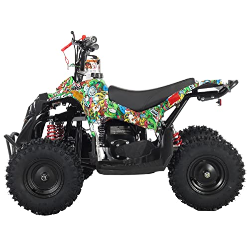 X-PRO 40cc ATV 4 Wheelers Storm 40 ATV Quads Quad Pull Start 6" Tires with Gloves, Goggle and Face Mask (Cartoons)
