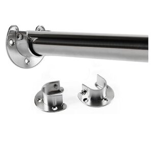 GAGALU 1Pcs Stainless Steel Clothes Rod Rail Holder Bracket For Wardrobe Curtain Shower Curtain Rod U-Shaped Flanges Holder Seat xiaolu (Color : Diameter 25-Silver)