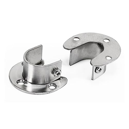 GAGALU 1Pcs Stainless Steel Clothes Rod Rail Holder Bracket For Wardrobe Curtain Shower Curtain Rod U-Shaped Flanges Holder Seat xiaolu (Color : Diameter 25-Silver)