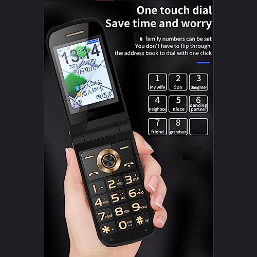 Zopsc G9000 Flip Phone for Seniors, 2G GSM 2.4in HD 0.3MP Unlocked Mobile Phone with SOS Button, Dual SIM Large Buttons Cell Phone with Backlight, 32MB+32MB, 4800mAh. (US Plug)