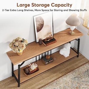 Tribesigns 70.9 Inches Extra Long Sofa Table Behind Couch, Natural Industrial Entry Console Table with 2-Tier Storage Shelves for Living Room Entryway Hallway