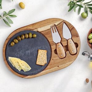 gam personalized engraved charcuterie board set cutting board wedding gift for couple - custom cheese cutting board wood engraved 13.75" x 9" wedding gift, closing gifts for home buyers