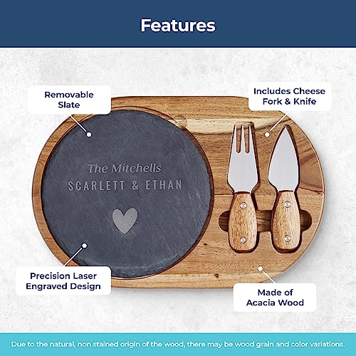 GAM Personalized Engraved Charcuterie Board Set Cutting Board Wedding Gift for Couple - Custom Cheese Cutting Board Wood Engraved 13.75" x 9" Wedding Gift, Closing Gifts for Home Buyers