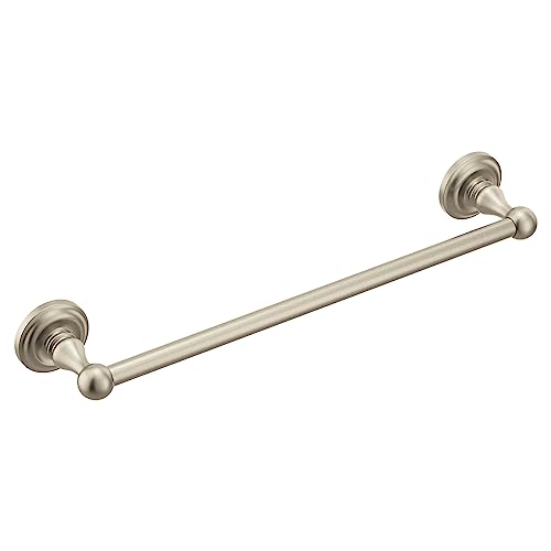 Moen BP6918BN Madison Collection Pewter 18-Inch Bathroom Single Bar, Wall Mounted Hand or Body Towel Rack, Brushed Nickel