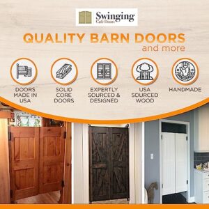 Swinging Cafe Doors Unprimed Barn Doors, 3/4" Thick Saloon Door Swing, British Brace, Matte Black Finish, Unfinished Solid Door with Strong Door Joints, Pre-Sanded Wood Door, (32"x42")