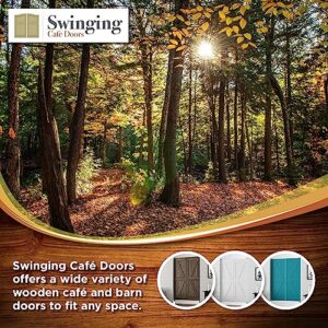 Swinging Cafe Doors Unprimed Barn Doors, 3/4" Thick Saloon Door Swing, British Brace, Matte Black Finish, Unfinished Solid Door with Strong Door Joints, Pre-Sanded Wood Door, (32"x42")