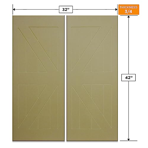 Swinging Cafe Doors Unprimed Barn Doors, 3/4" Thick Saloon Door Swing, British Brace, Matte Black Finish, Unfinished Solid Door with Strong Door Joints, Pre-Sanded Wood Door, (32"x42")