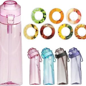 MQB Sports Air Water Bottle, 650ml Starter up Set Drinking Bottles with 7 Fruit Flavour Pods Scented For Flavouring 0 Calorie, 0 Sugar Water Cup, for Gym and Outdoor Gifts (Pink)