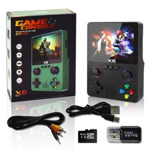 Retro Handheld Game Console with 64G TF Card, Support 10000+Games, HDMI and TV Output 3.5 Inch IPS Screen Portable Rechargeable Open Source Game Console Emulator with Card Reader and Video Cable Black