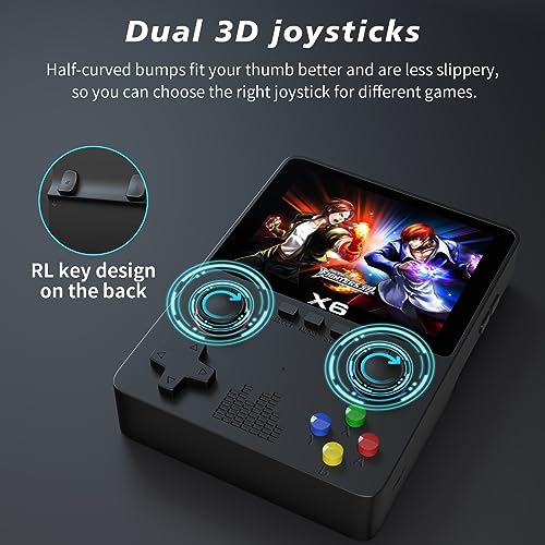 Retro Handheld Game Console with 64G TF Card, Support 10000+Games, HDMI and TV Output 3.5 Inch IPS Screen Portable Rechargeable Open Source Game Console Emulator with Card Reader and Video Cable Black