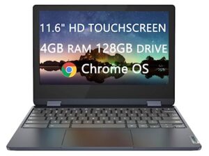 lenovo flex 3 chromebook 11.6" hd touch-screen laptop, mediatek mt8183, up to 2.0ghz, 8-core, 4gb ram, 128gb(64gb ssd+64gb card), wi-fi, light-weight, webcam, usb-c, chrome os, lioneye stylus pen