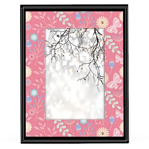 Lakiniss 5x7 Picture Frame, Picture Frames for Wall Eco Friendly Wood 5x7 Frame Durability Black Frames Poster Frames Gallery Photo Frame Picture Frames 5x7 (Flora Exploration Prints)