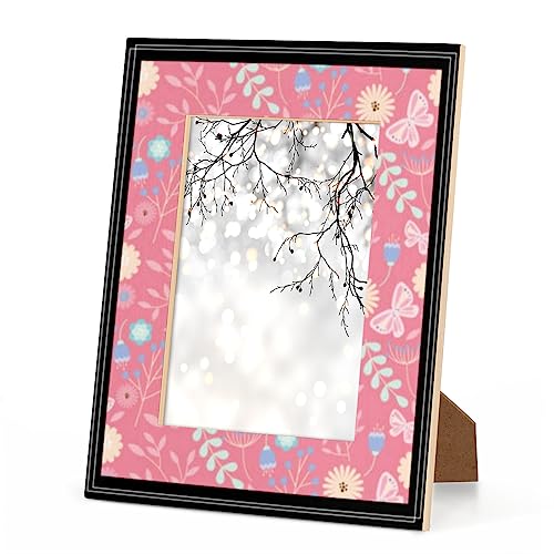 Lakiniss 5x7 Picture Frame, Picture Frames for Wall Eco Friendly Wood 5x7 Frame Durability Black Frames Poster Frames Gallery Photo Frame Picture Frames 5x7 (Flora Exploration Prints)