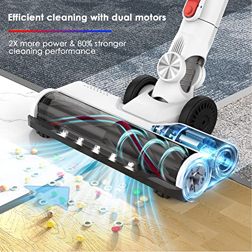 Micol Cordless Vacuum Cleaner, 6-in-1 Rechargeable Stick Vacuum, Lightweight Cordless Vacuum with 2200mAh Battery Up to 38mins Runtime, Powerful Vacuum Cleaner for Pet Hair Home Hard Floor Carpet Car