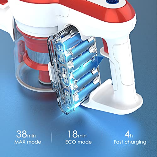 Micol Cordless Vacuum Cleaner, 6-in-1 Rechargeable Stick Vacuum, Lightweight Cordless Vacuum with 2200mAh Battery Up to 38mins Runtime, Powerful Vacuum Cleaner for Pet Hair Home Hard Floor Carpet Car