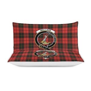 JIVWRC556 Ultra Soft Microfiber Breathable Comforter Cover Sets Wallace Hunting Red Tartan Clan Badge 3-Piece Bedding Set (1 Duvet Cover+2 Pillow Shams)